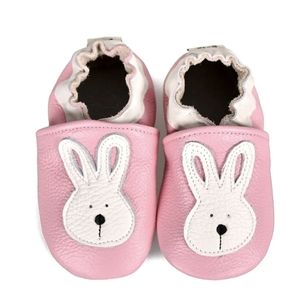 Baby Pink Leather Crawl Shoes Size 6-12mo Bunny